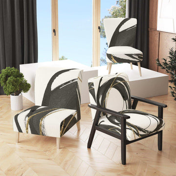 Gold Glamour Circle I Glam Accent Chair